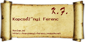 Kopcsányi Ferenc névjegykártya