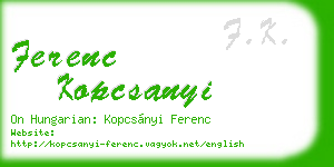 ferenc kopcsanyi business card